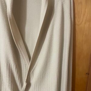 Jacob (Large) Soft Cream Quiet Luxury Waist Tie, Ribbed, Wool-blend Cardigan